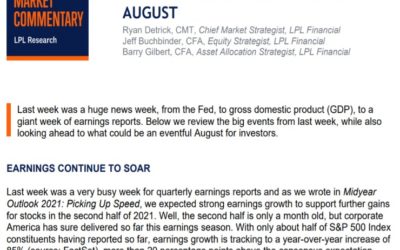 Five Things To Know Heading Into August | Weekly Market Commentary | August 2, 2021