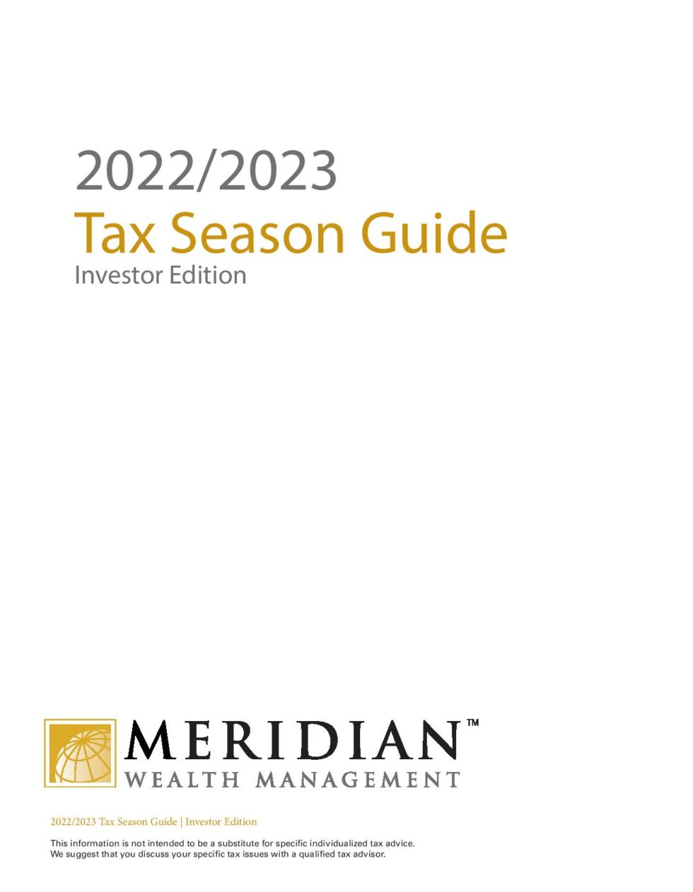 2022 / 2023 Tax Season Guide Meridian Wealth Management